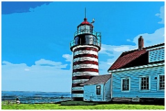 Relaxing by West Quoddy Head Light - Digital Painting